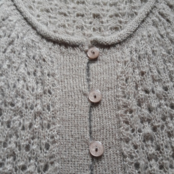 Short Sleeve Crocheted Button down Sweater - Picture 5 of 5